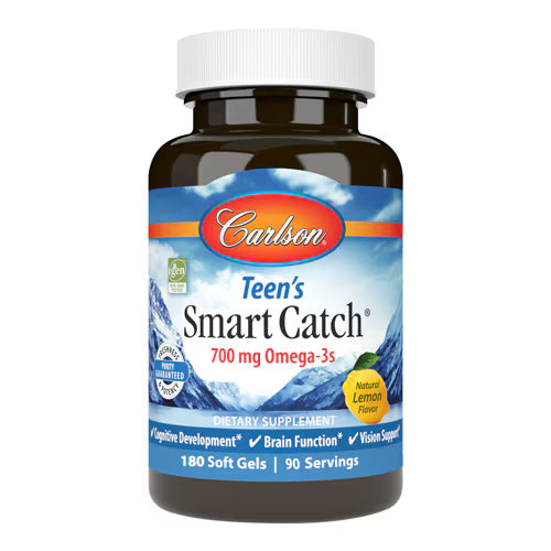 칼슨 틴스 스마트 캐치® 내추럴 레몬 – 700mg – 180 소프트젤 – 성장기 청소년을 위한 오메가-3로 두뇌 집중력과 시각 기능 보조
