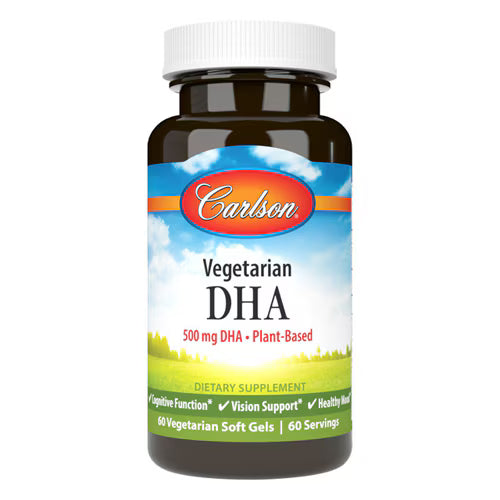 칼슨 베지테리언 DHA – 500mg – 60 베지 소프트젤 – 해조류 유래 DHA로 식물성 오메가-3를 선호하는 경우 두뇌·시각 건강 보조