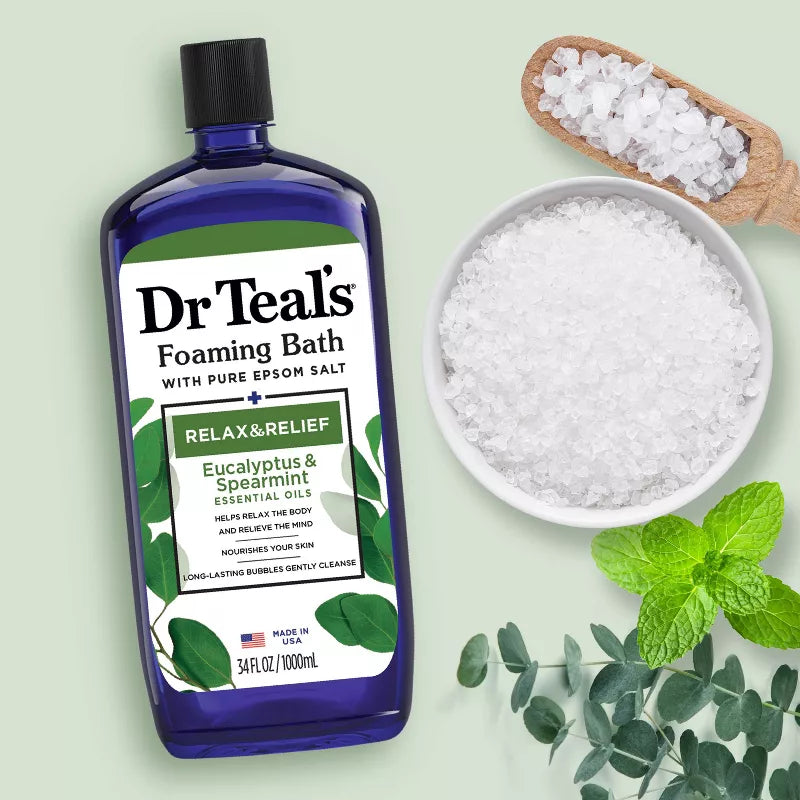 닥터틸 릴랙스 & 릴리프 유칼립투스 스피어민트 포밍 배스 34 fl. oz. – 허브 향 거품 입욕제