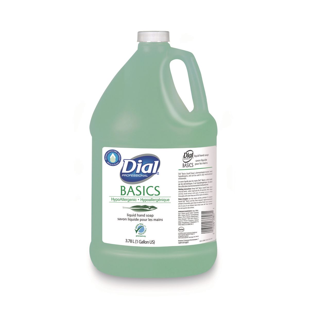 Dial Professional Basics MP Free Liquid Hand Soap, Honeysuckle, 3.78 L Refill Bottle - Pack of 4