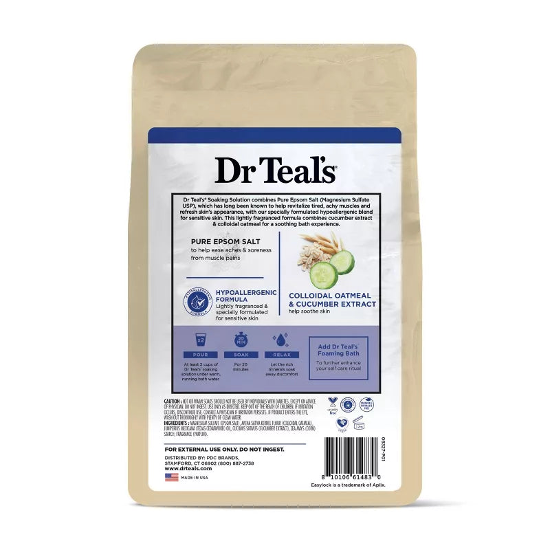 닥터틸 엡솜 솔트 마그네슘 소크 센서티브 스킨 3 lb – 오트밀·오이 추출물 함유 입욕 소금