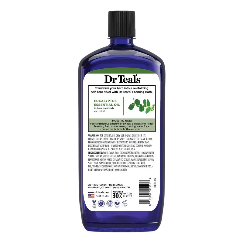 닥터틸 릴랙스 & 릴리프 유칼립투스 스피어민트 포밍 배스 34 fl. oz. – 허브 향 거품 입욕제