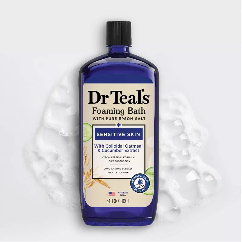 닥터틸 퓨어 엡솜 솔트 포밍 배스 센서티브 스킨 34 fl. oz. – 오트밀·오이 추출물 함유 거품 입욕제