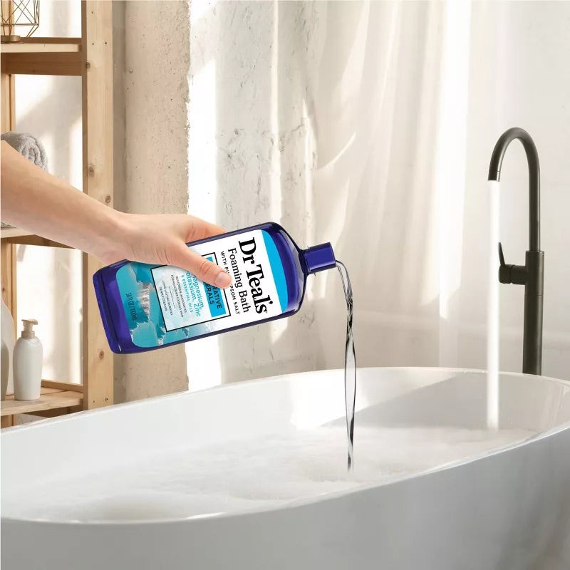 Dr Teal's Foaming Bath with Pure Epsom Salt, Restorative Minerals with Magnesium, Potassium & Zinc - 34 fl oz