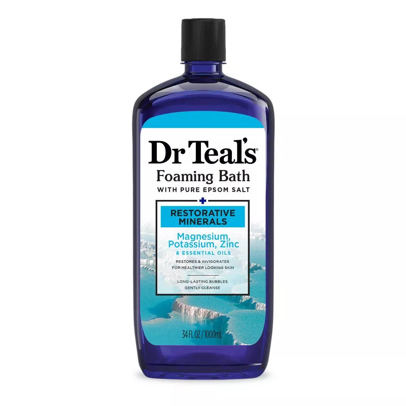 Dr Teal's Foaming Bath with Pure Epsom Salt, Restorative Minerals with Magnesium, Potassium & Zinc - 34 fl oz