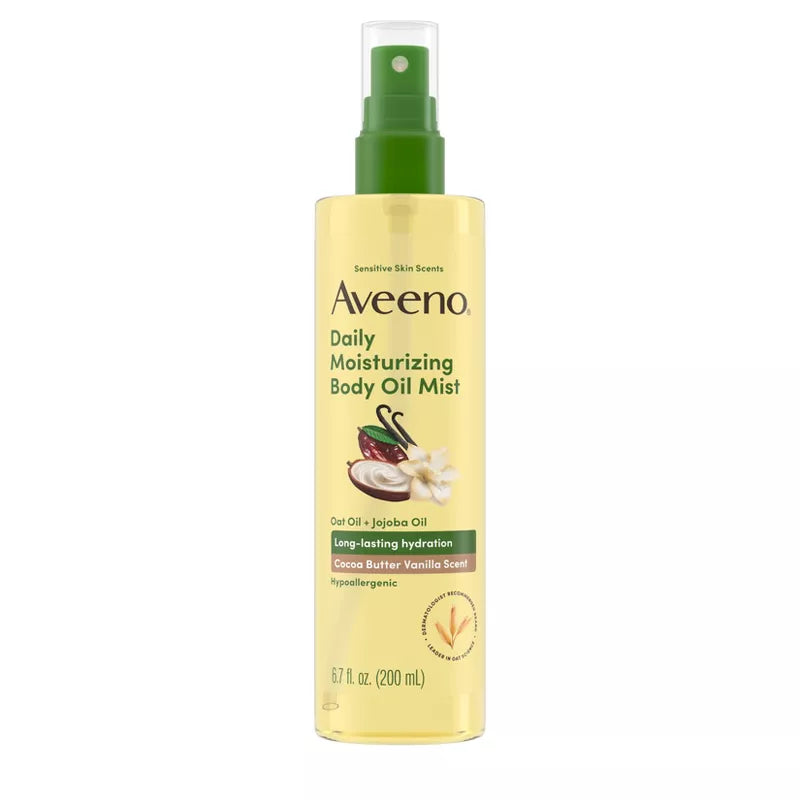 Aveeno Daily Moisturizing Body Oil Mist with Oat and Jojoba Oil - Hypoallergenic - Cocoa Butter Vanilla Scen t- 6.7 fl oz