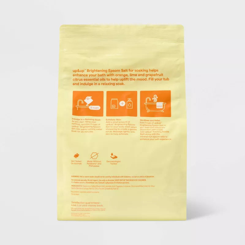 업앤업 브라이트닝 엡솜 솔트 스파클링 시트러스 48 oz – 시트러스 향 엡솜 솔트