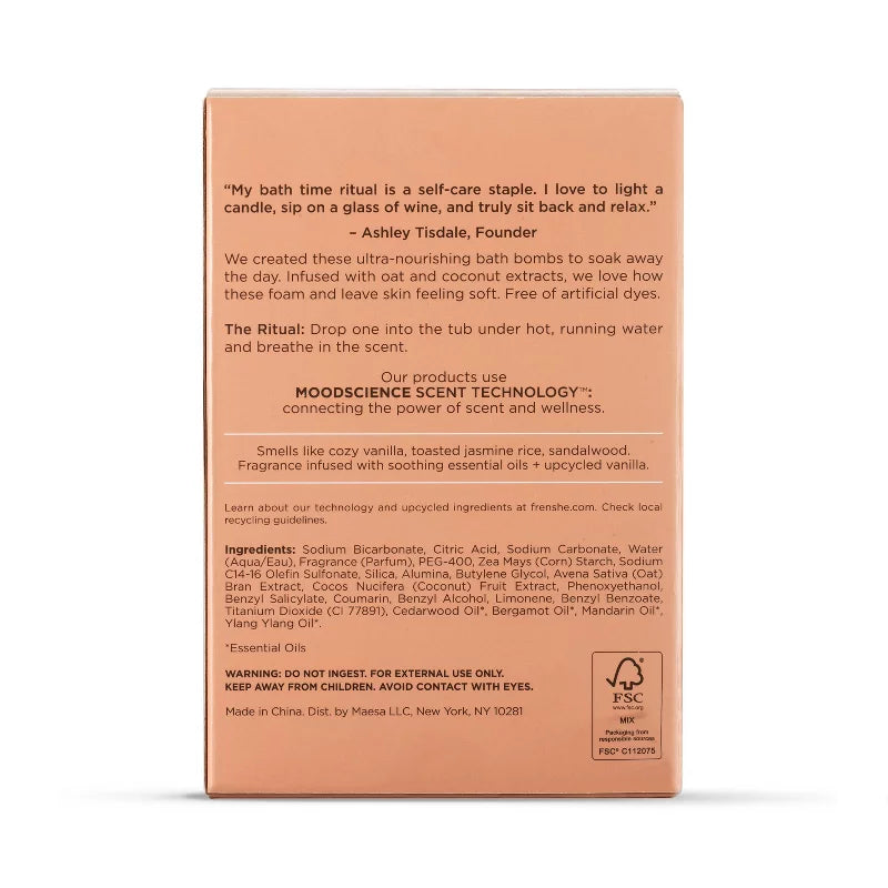 빙 프렌쉐 밀키 모이스처라이징 배스밤 캐시미어 바닐라 6 ct 3 oz – 에센셜 오일 함유 입욕제 세트
