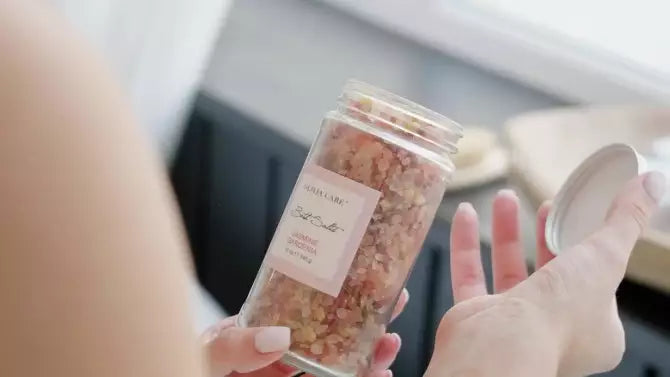 올리비아 케어 플로럴 자스민 가드니아 배스 솔트 12 oz – 자스민 향 입욕 소금
