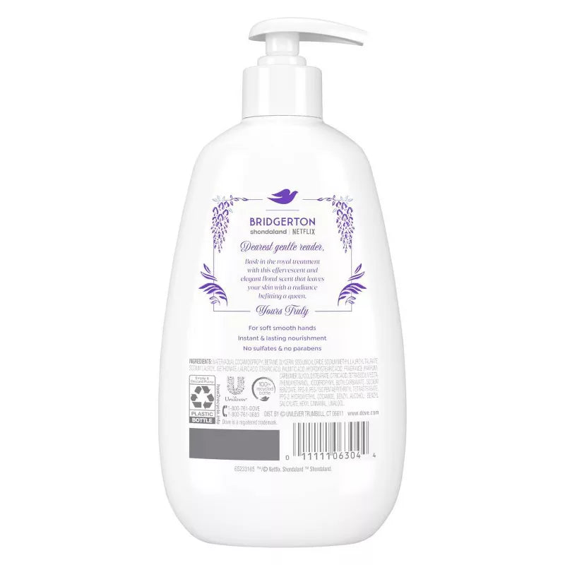 도브 브리저튼 한정판 핸드워시 위스퍼링 위스테리아 오키드 샴페인 향 12fl oz