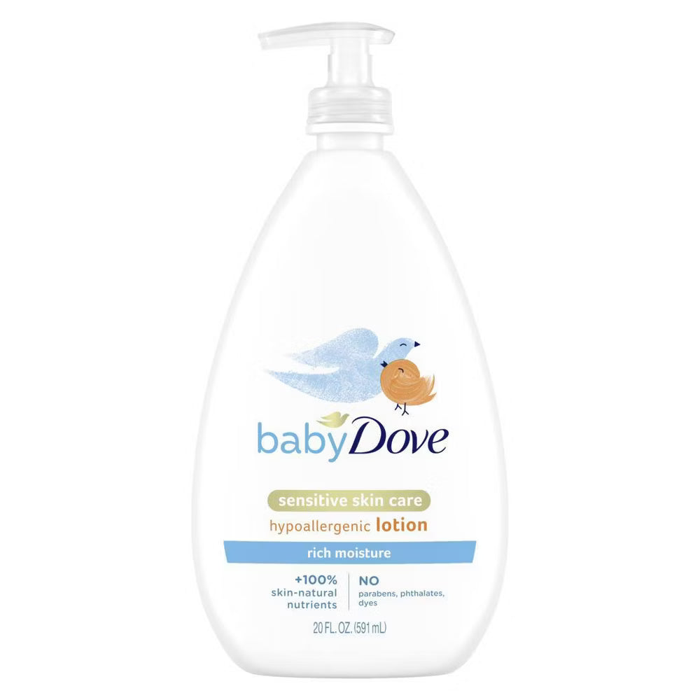 베이비 도브 리치 모이스처 센서티브 스킨 로션 20fl oz + 베이비 워시 & 샴푸 20fl oz 세트