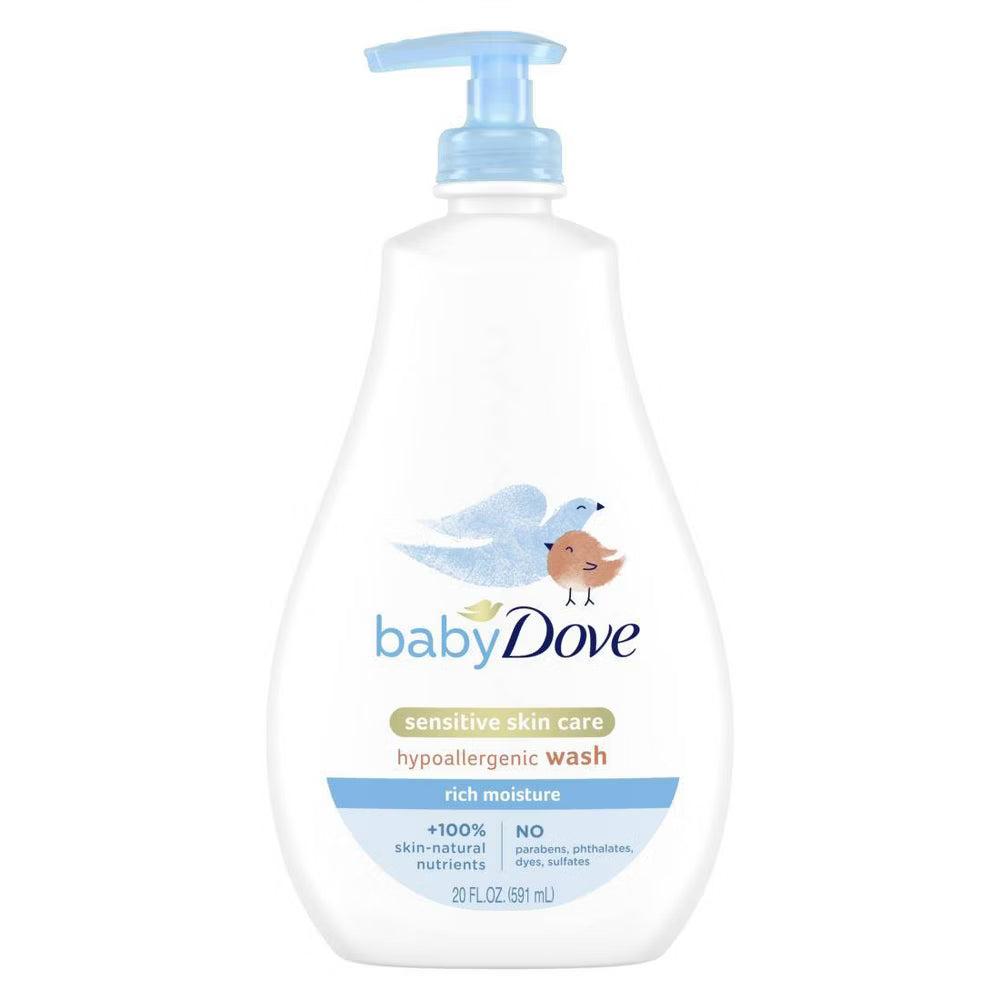 베이비 도브 리치 모이스처 센서티브 스킨 로션 20fl oz + 베이비 워시 & 샴푸 20fl oz 세트