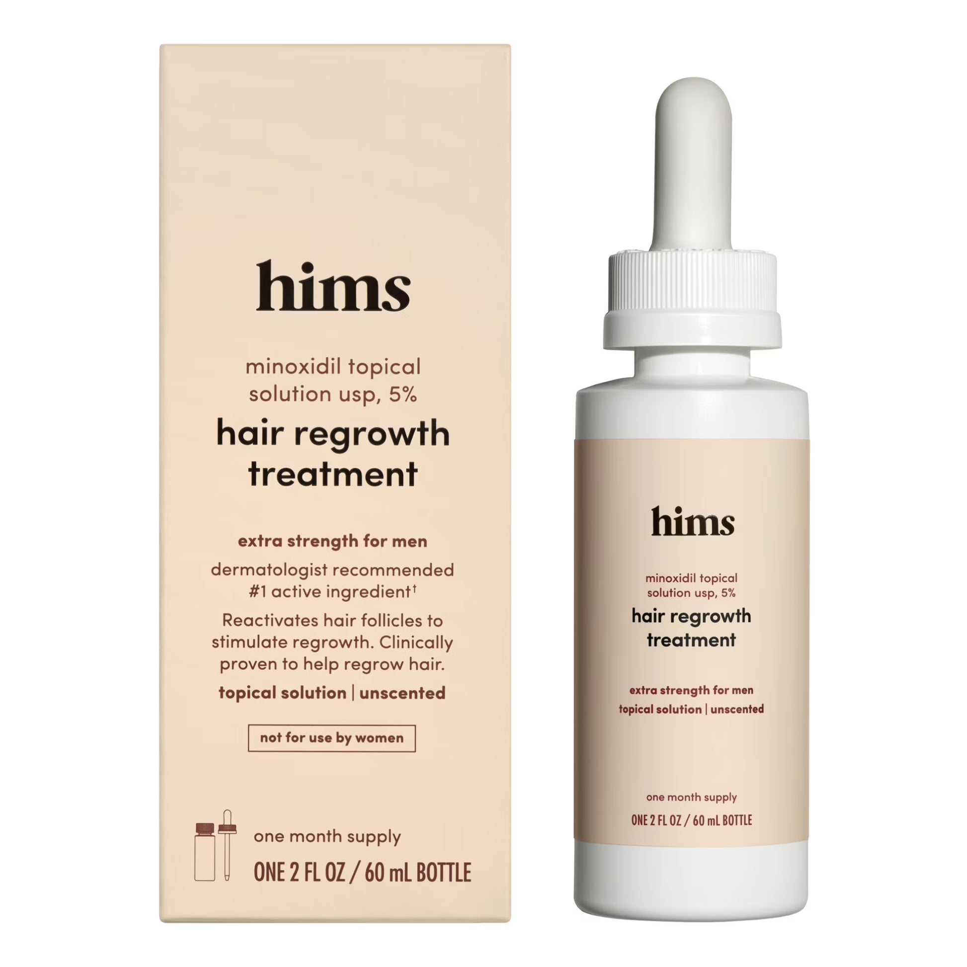 Hims 힘스 남성용 미녹시딜 5% 액상 정수리 탈모 모발 재성장 트리트먼트 60mL