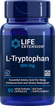라이프 익스텐션 L-트립토판 500mg – 90 베지 캡슐 – 아미노산 트립토판을 함유해 편안한 휴식과 수면 전 균형 관리를 고려한 식물성 캡슐 제품