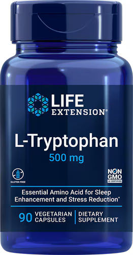 라이프 익스텐션 L-트립토판 500mg – 90 베지 캡슐 – 아미노산 트립토판을 함유해 편안한 휴식과 수면 전 균형 관리를 고려한 식물성 캡슐 제품