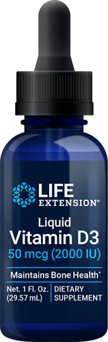라이프 익스텐션 리퀴드 비타민 D3 50mcg(2000 IU) – 1 fl oz – 액상 타입으로 흡수가 빠르며, 면역 기능·뼈 건강·칼슘 대사 보조