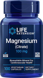 라이프 익스텐션 마그네슘 시트레이트 – 100mg – 100 베지 캡슐 – 흡수율이 높은 시트레이트 형태로 근육·신경 기능과 배변 활동 보조