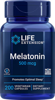 라이프 익스텐션 멜라토닌 500mcg – 200 베지 캡슐 – 초저용량 멜라토닌으로 수면 리듬 관리를 고려한 식물성 캡슐 제품