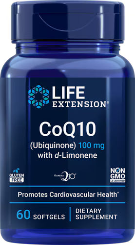 라이프 익스텐션 CoQ10 유비퀴논 with d-리모넨 – 100mg – 60 소프트젤 – 일반형 CoQ10으로 심장 에너지 생성과 항산화 보호를 보조