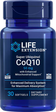 라이프 익스텐션 슈퍼 유비퀴놀 CoQ10 + 미토콘드리아 서포트 – 50mg – 30 소프트젤 – 활성형 CoQ10을 단기 보충용으로 구성한 저용량 포뮬러