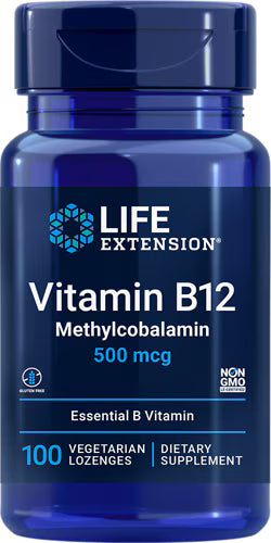라이프 익스텐션 비타민 B12 500mcg – 100 로젠지 – 기본 용량의 B12로 혈액 생성·신경 기능 유지