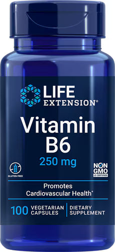 라이프 익스텐션 비타민 B6 250mg – 100 베지 캡슐 – 아미노산 대사와 신경 전달, 호르몬 균형에 관여하는 고함량 B6
