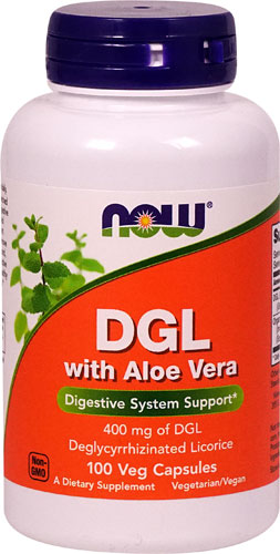 나우 DGL 위드 알로에 베라 400mg – 100 베지 캡슐 – 속쓰림이나 위 불편이 잦은 경우 섭취되며, 감초(DGL)와 알로에 베라를 배합한 위장 보조 포뮬러