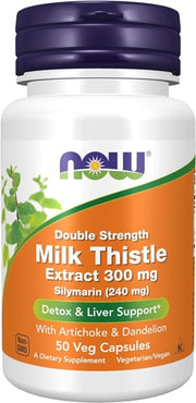 나우 더블 스트렝스 밀크씨슬 추출물 300mg – 50 베지 캡슐 – 간 해독과 간세포 보호에 초점