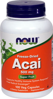 나우 동결건조 아사이 500mg – 100 베지 캡슐 – 항산화·활력 보조