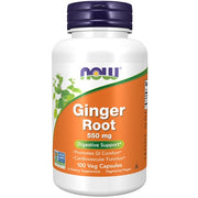나우 진저 루트(생강) 550mg – 100 베지 캡슐 – 소화가 더디거나 메스꺼움·복부 불편을 느끼는 경우 섭취되며, 생강 성분으로 위장 활동과 혈액순환