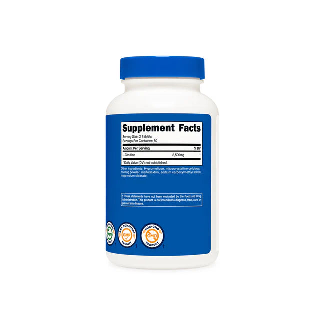 뉴트리코스트 L-시트룰린 (엘시트룰린) 2500 mg 120 정 – 혈류 개선과 운동 퍼포먼스를 고려한 아미노산