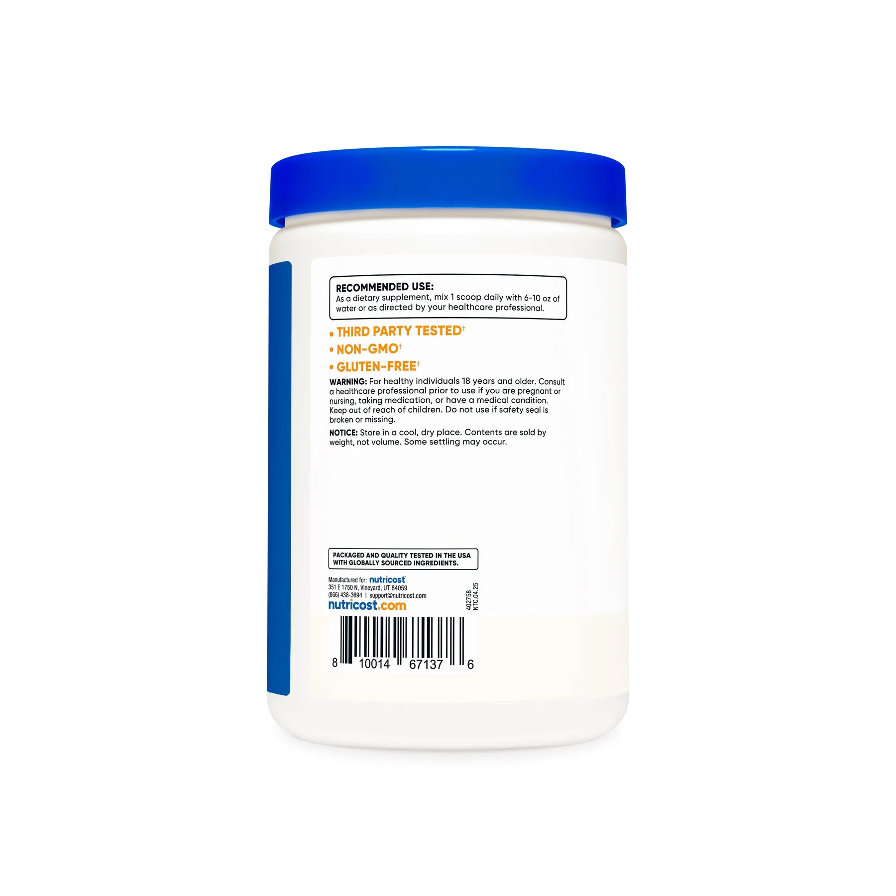 뉴트리코스트 L-프롤린 2500mg 250 g 파우더 -콜라겐 합성과 결합조직 유지를 돕는 아미노산