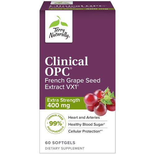 테리 내추럴리 클리니컬 OPC® 엑스트라 스트렝스 프렌치 포도씨 추출물 VX1® 400mg – 60 소프트젤 – 고함량 OPC로 혈관 탄력·항산화 보호를 강화한 집중 포뮬러