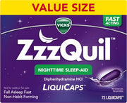 ZzzQuil 지퀼 디펜히드라민 25mg 나이트타임 수면유도 리퀴캡 72캡슐 제품 이미지