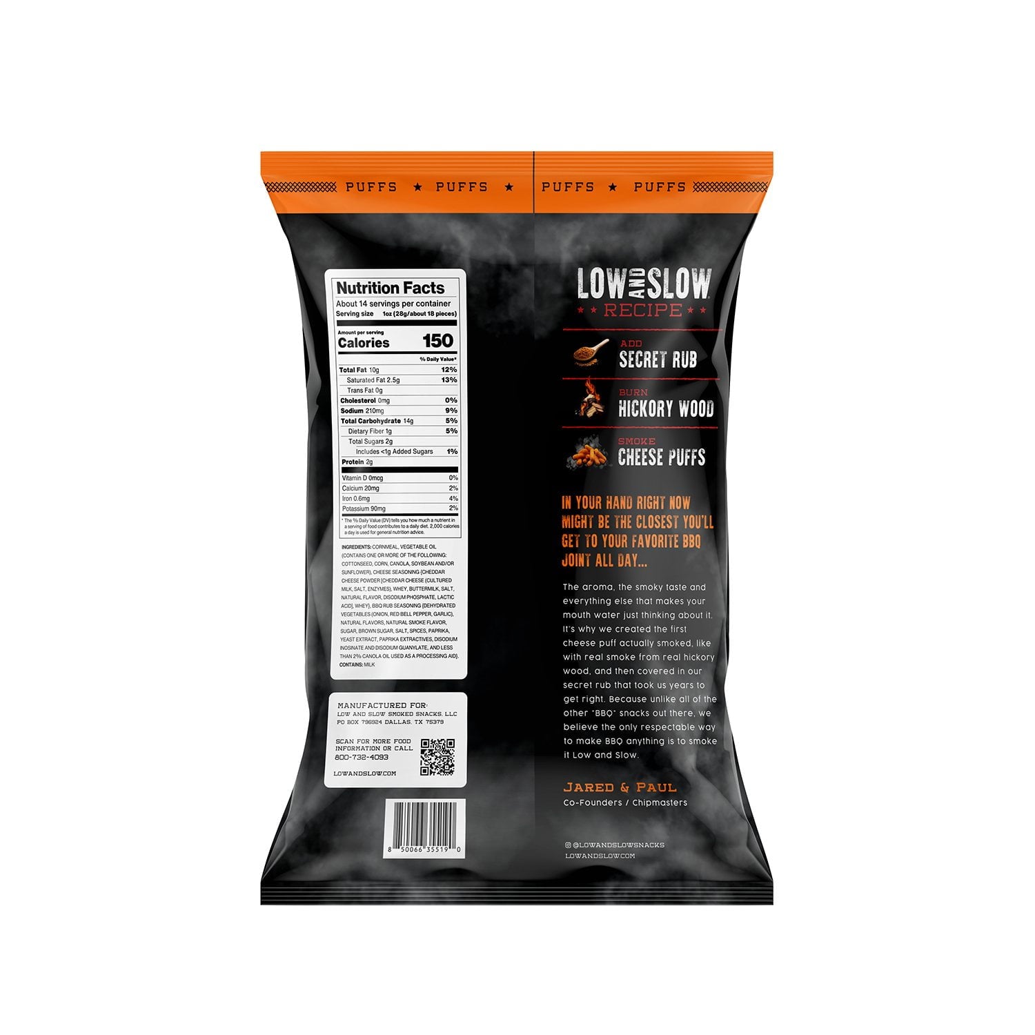 로우 앤 슬로우 히커리 스모크 BBQ 치즈퍼프 – 14oz