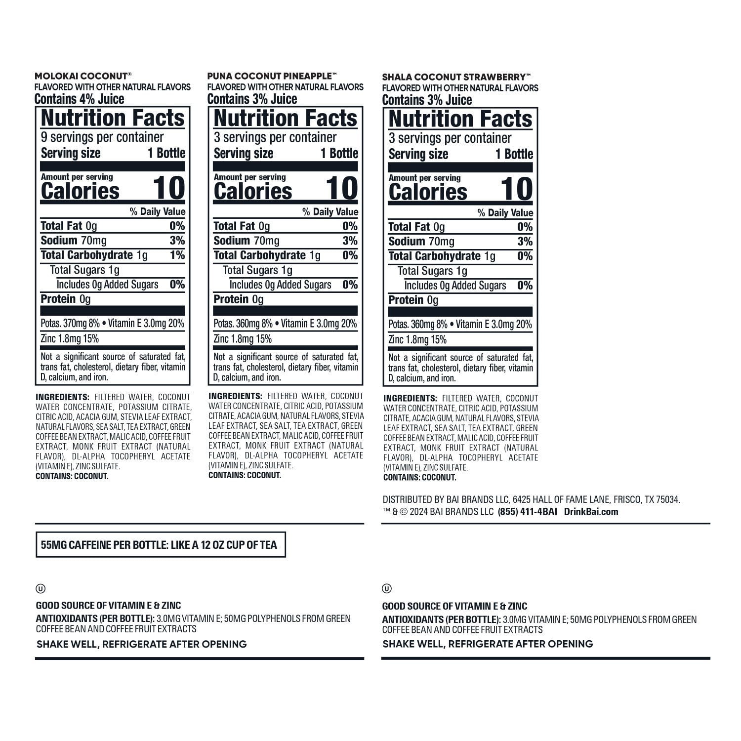 바이 코코넛 향 워터 버라이어티 팩 18 fl. oz × 15 – 항산화 성분 함유 저칼로리 워터