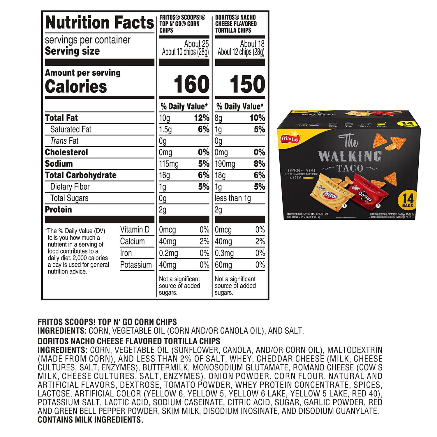 프리토레이 워킹 타코 칩스 버라이어티 팩 – 14팩