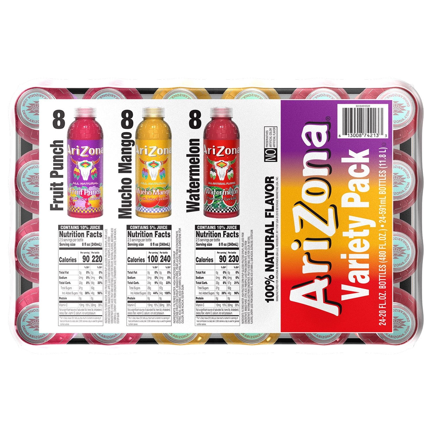 아리조나 주스 칵테일 버라이어티 20 fl. oz × 24 – 다양한 과일 주스 믹스