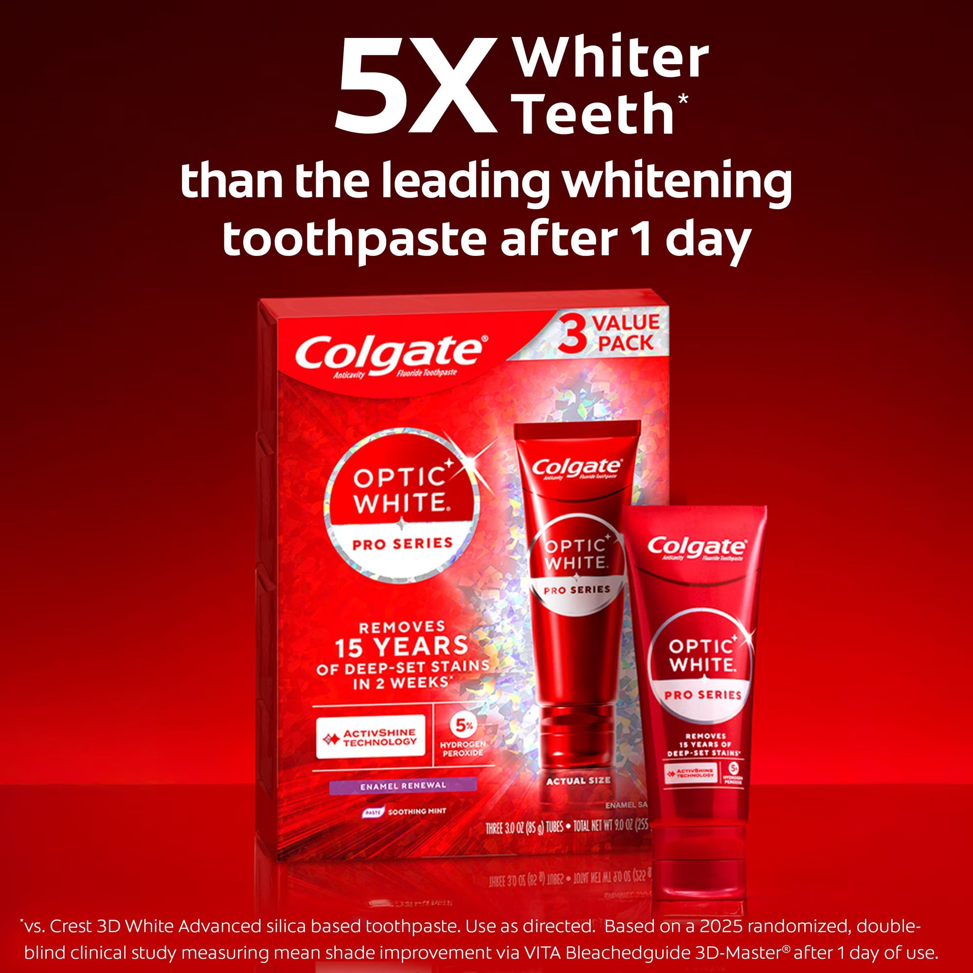 コルゲート トータル + オプティック ホワイト ホワイトニング歯磨き粉、20.2 オンス、4 個パック。