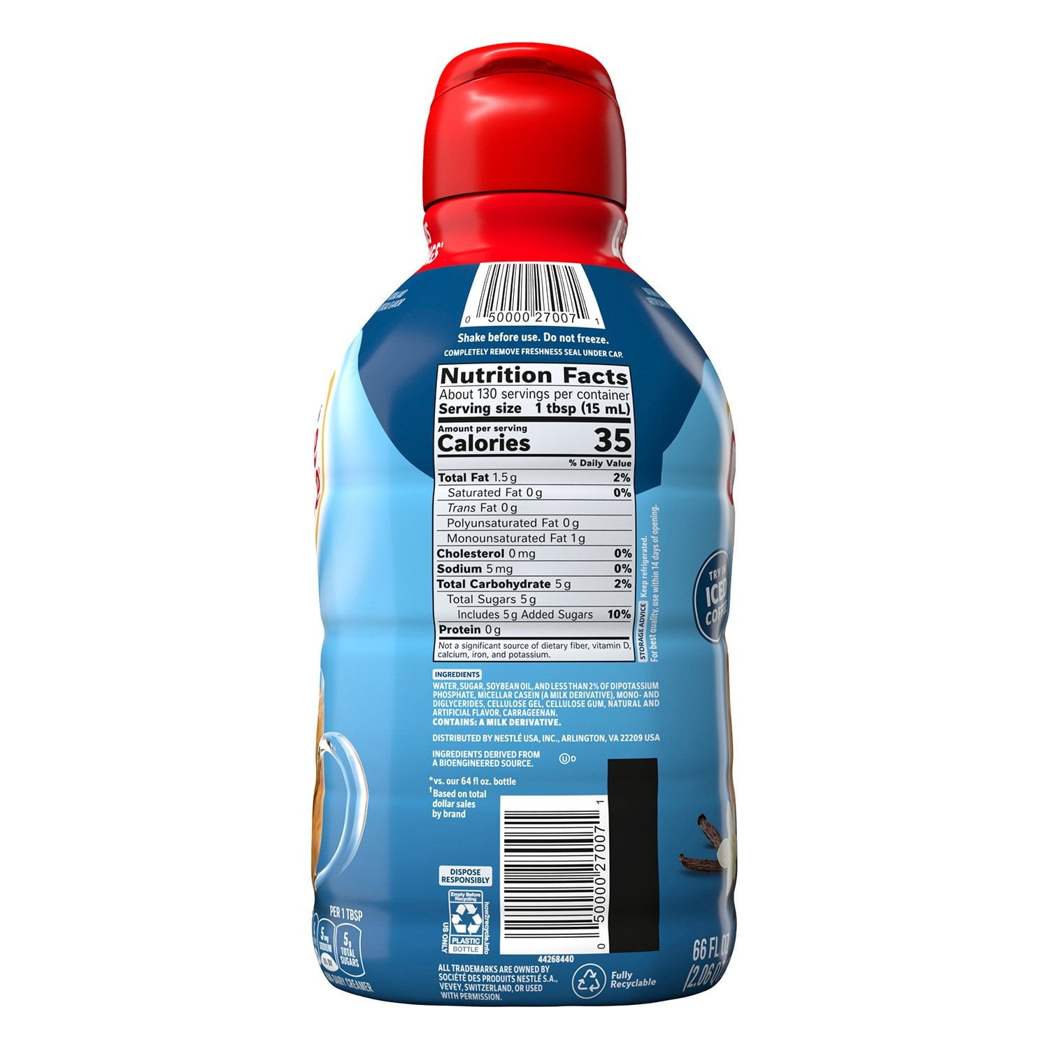 네슬레 커피메이트 논데어리 리퀴드 크리머 프렌치 바닐라 66 fl oz – 부드러운 바닐라 풍미