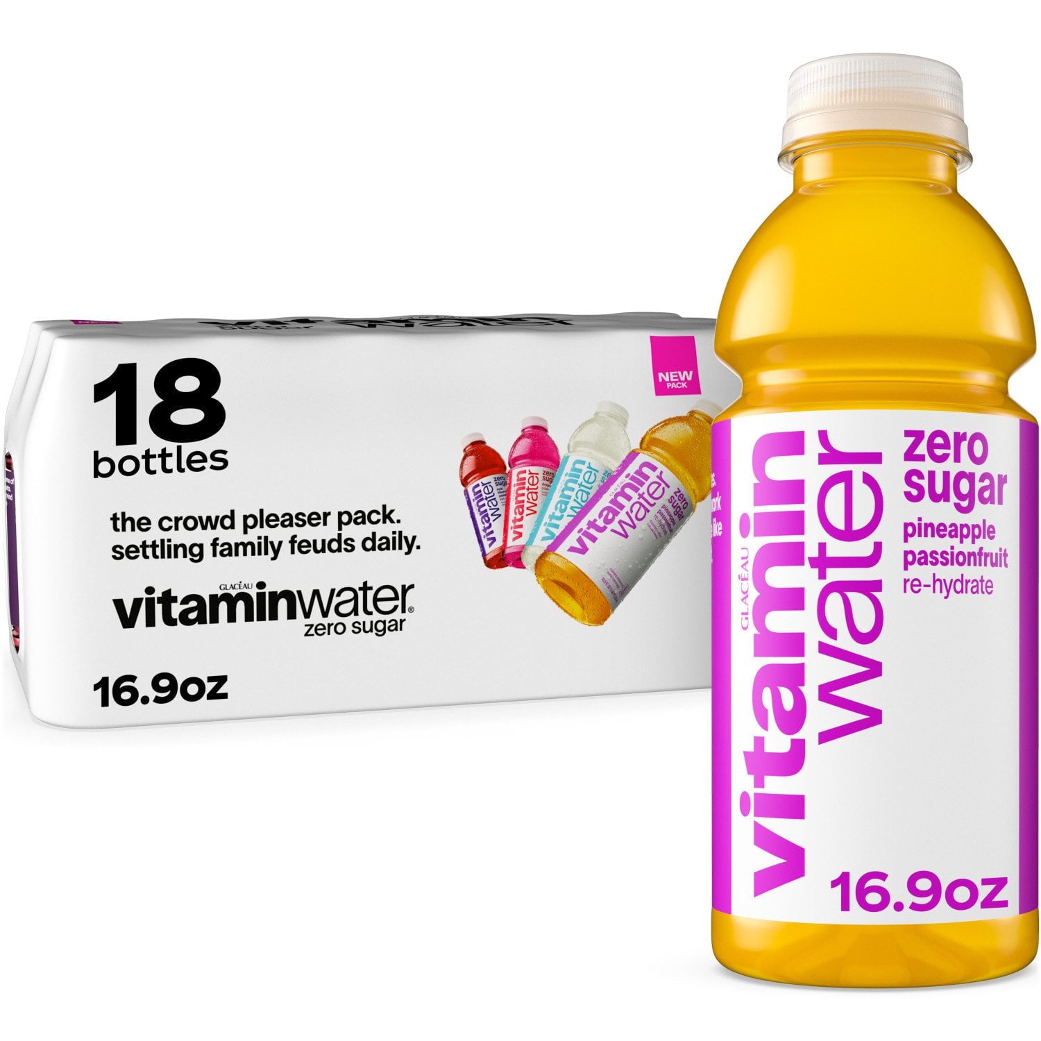 글라소 비타민워터 제로 버라이어티 팩 16.9 fl. oz × 18 – 무설탕 비타민 워터