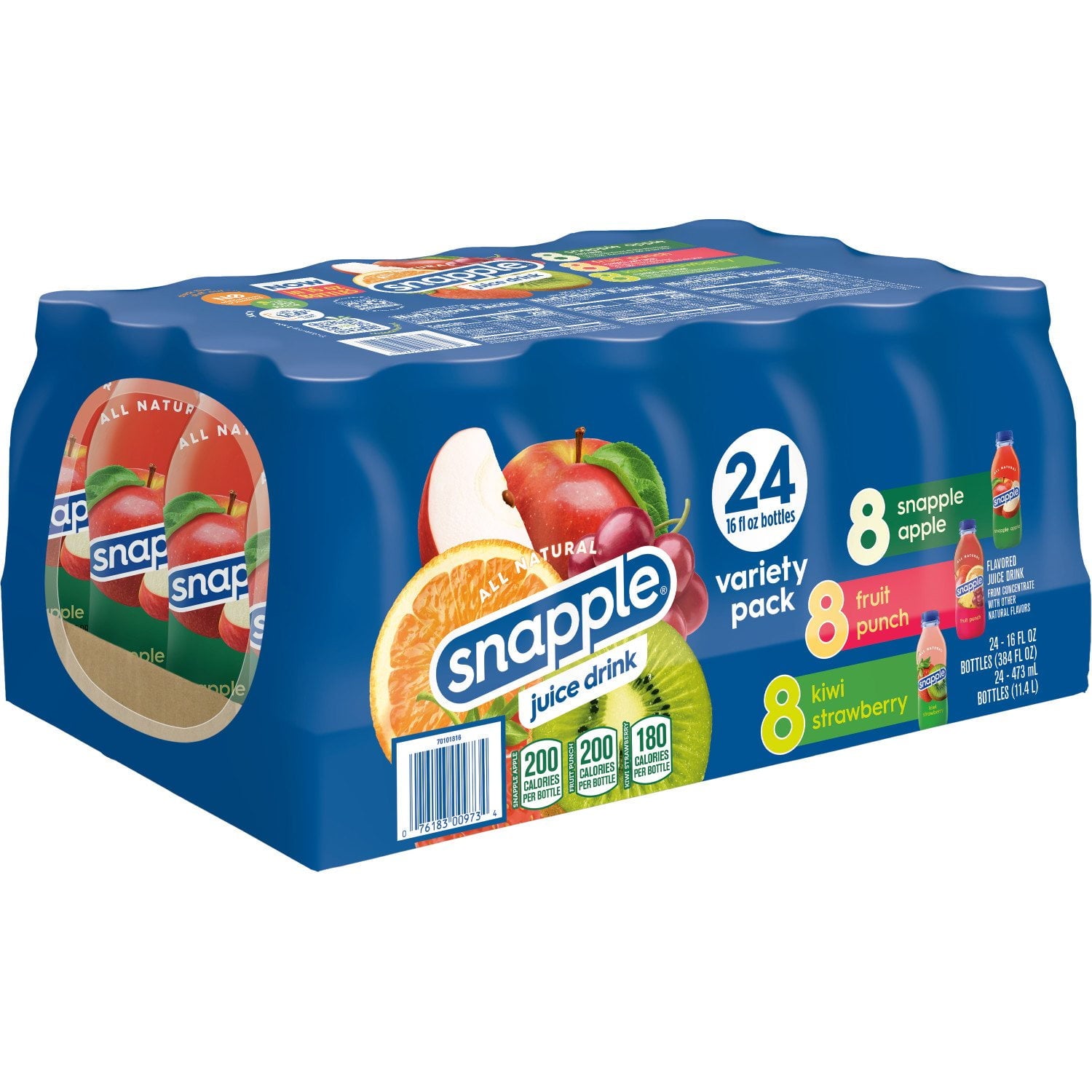 스내플 주스 드링크 버라이어티 16 fl. oz × 24 – 상큼한 과일 음료