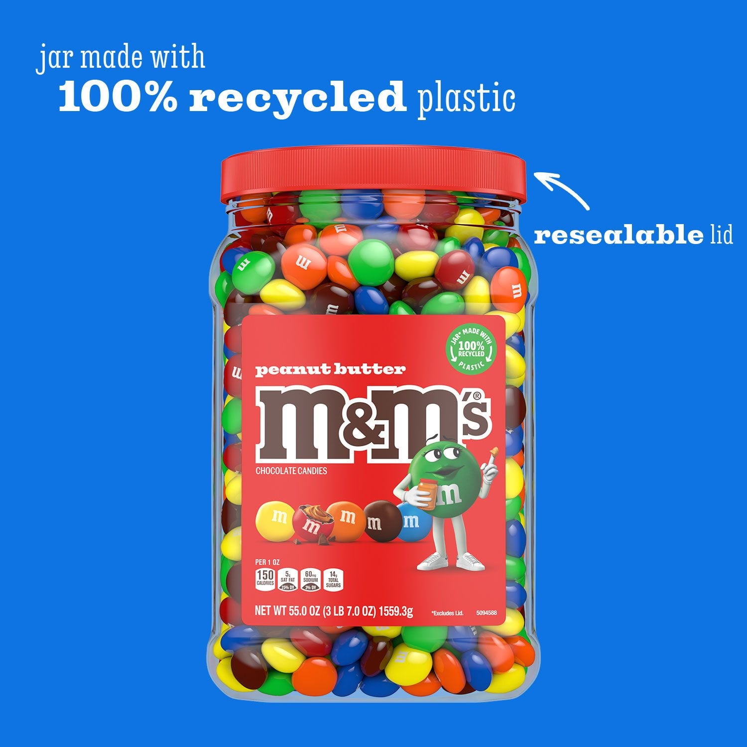엠앤엠 피넛버터 밀크 초콜릿 캔디 55oz — 고소한 피넛버터 코팅 초콜릿