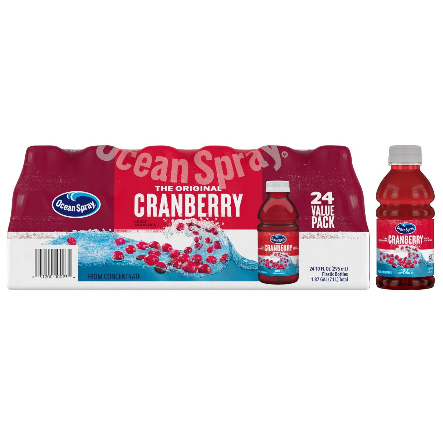 오션스프레이 크랜베리 주스 칵테일 10 fl. oz × 24 – 클래식 크랜베리