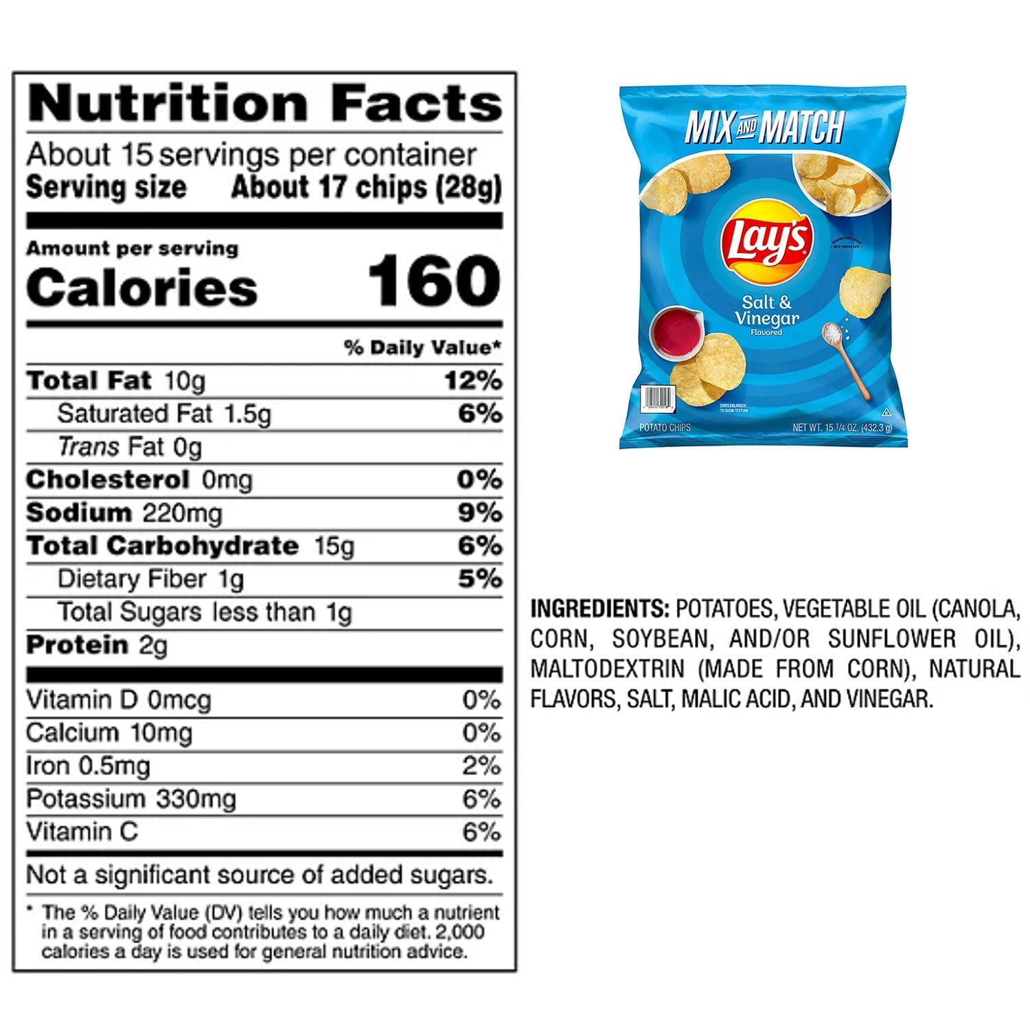 레이스 소금 & 식초 맛 포테이토칩 15.25oz