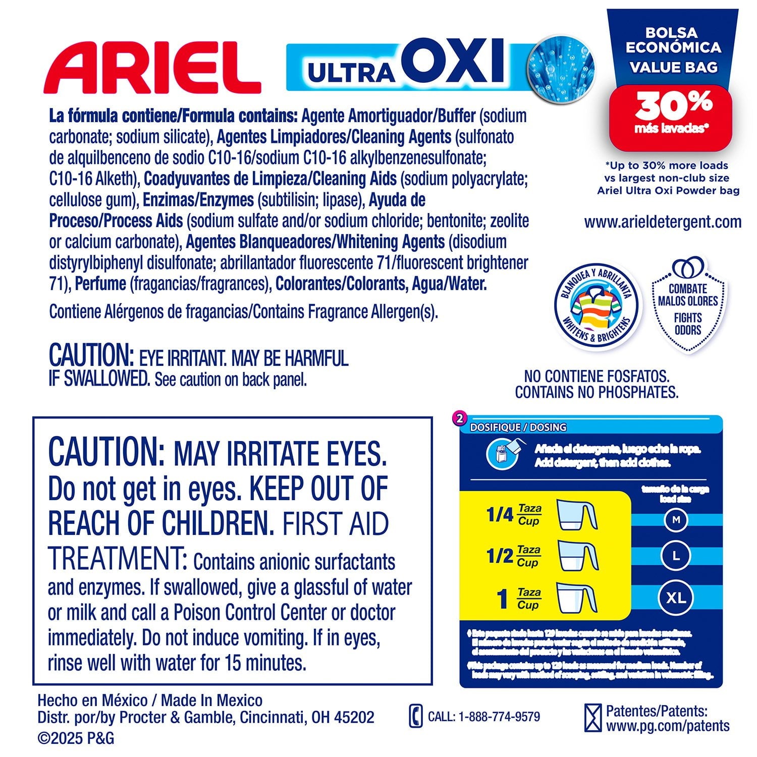 아리엘 울트라 옥시 파우더 세탁세제 – 초강력 얼룩제거, 205oz