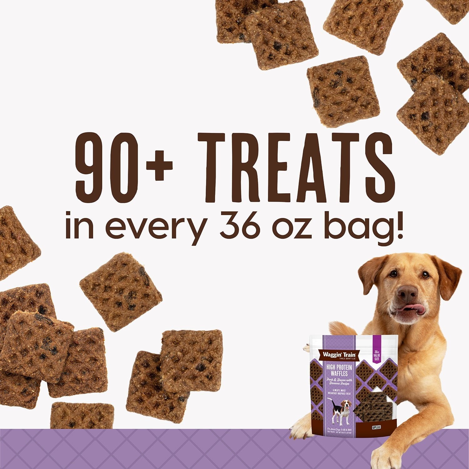 왜긴트레인 포크 & 베이컨 바나나 와플 36 oz – 바나나·고기 풍미의 고단백 와플 간식