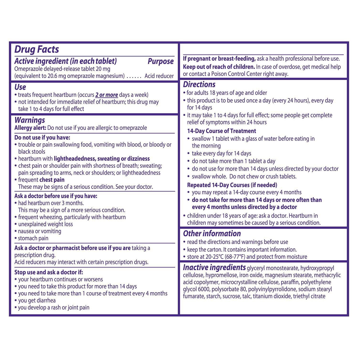 프릴로섹 OTC 20mg 42정 – GERD·속쓰림 장기 개선