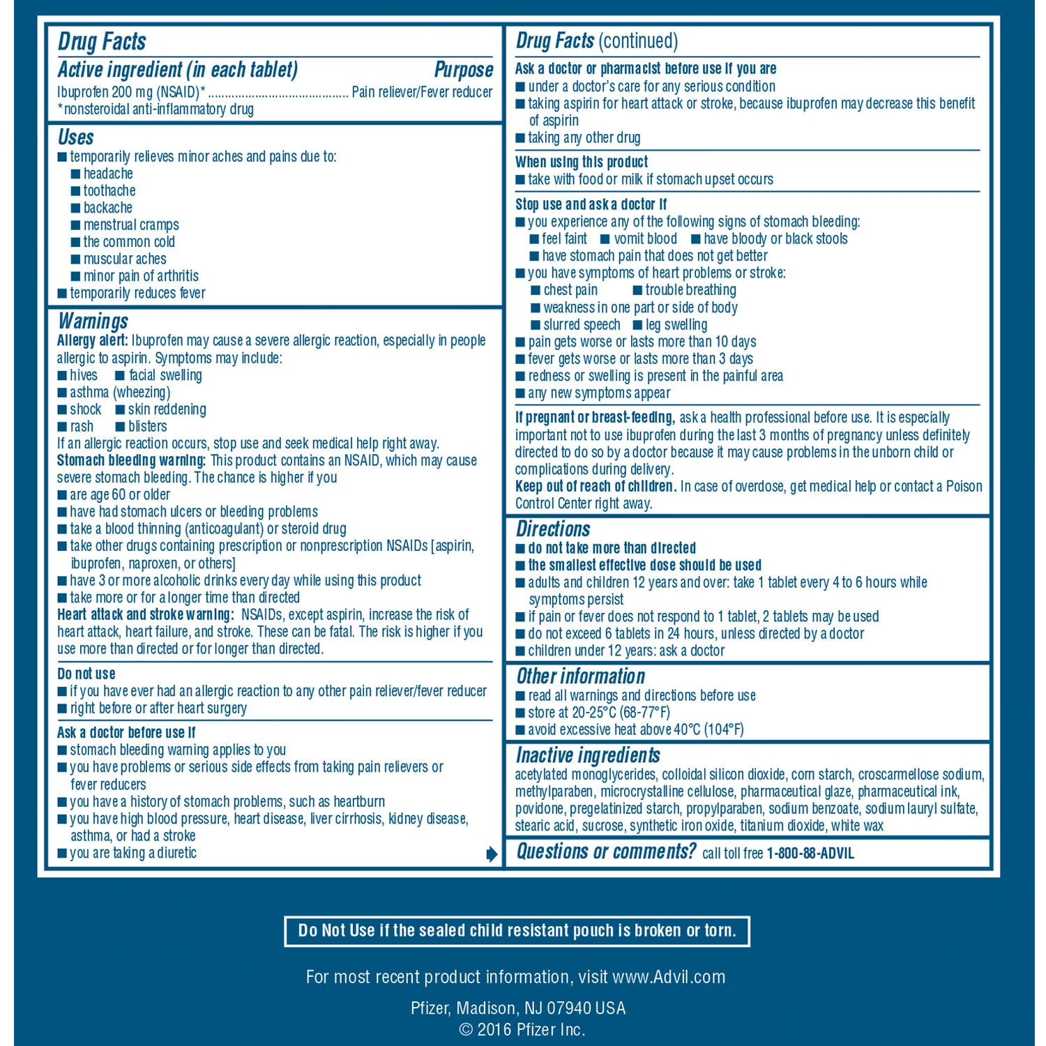 애드빌 진통·해열제 이부프로펜 200mg 정제, 50팩 x 2 정
