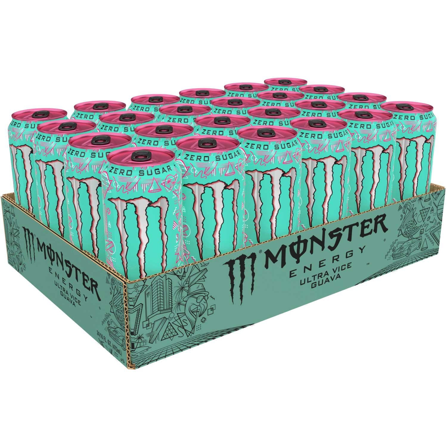 몬스터 울트라 바이스 구아바 16 fl. oz × 24 – 열대 구아바 무설탕 에너지